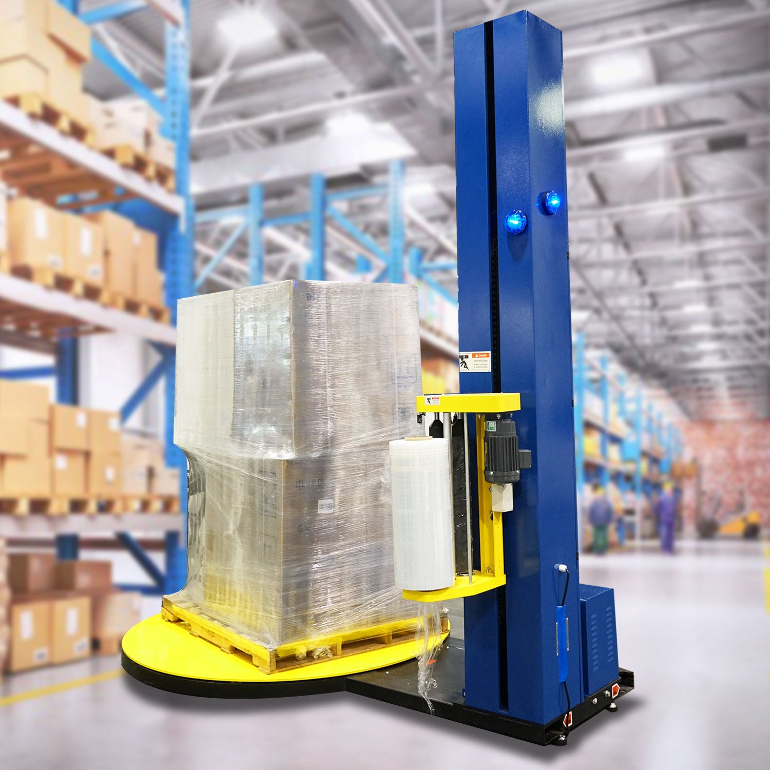 PEC Stretch Wrap Machine, Electric Pallet Wrapper with Built-in Scale and Thermal Label Printer , 5000lbs Capacity