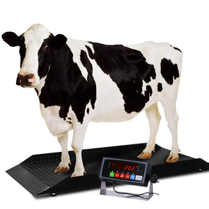 Open image in slideshow, PEC Scales Large Animal Scale/Farm Livestock Scales, Capacity 4000 x 1 lb for Cows, Horses, Goats, Cattle
